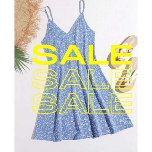 Blue  Floral Cami Dress - Picture 2 of 6